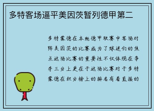 多特客场逼平美因茨暂列德甲第二
