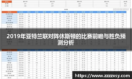 2019年亚特兰联对阵休斯顿的比赛前瞻与胜负预测分析